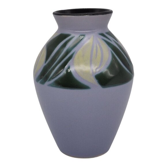 Vintage Japanese Tulip Vase Hand Painted Blue Yellow Green - Picture 2 of 6